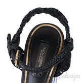 Striped Raffia Wedge Sandals