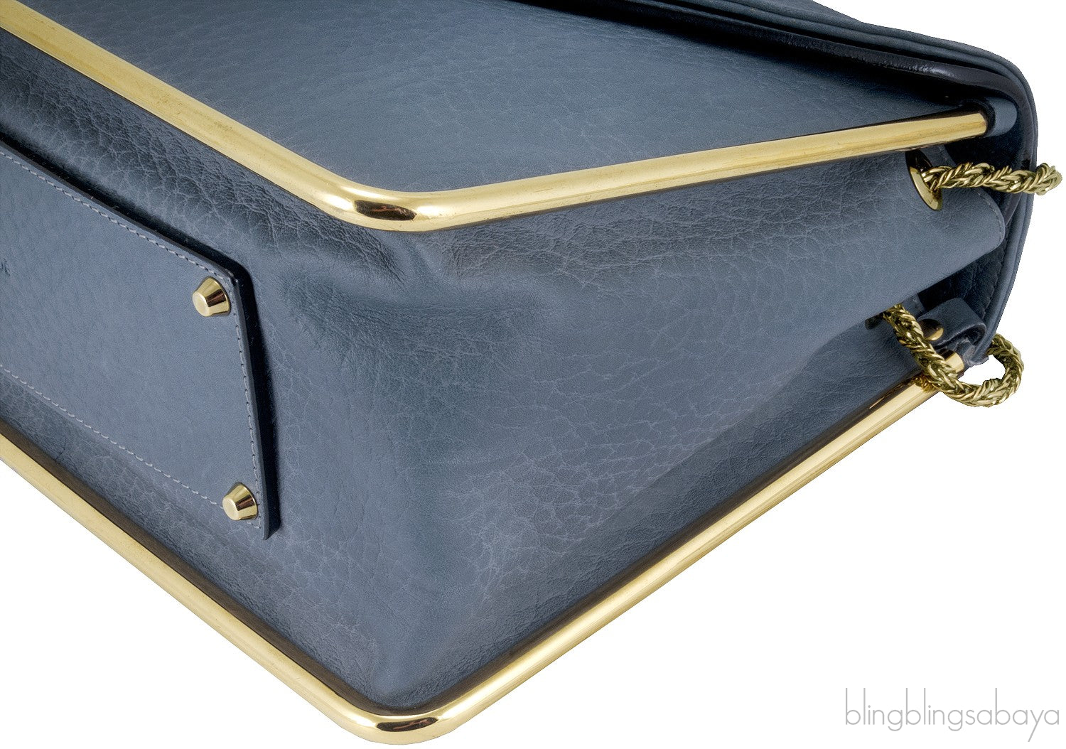 Sally Blue Grey Textured Leather Bag