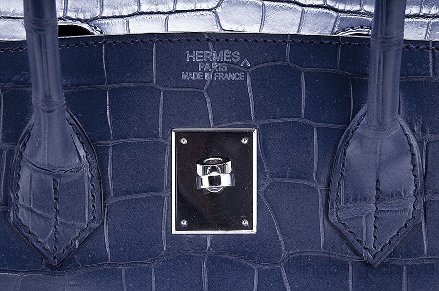 Birkin 35 Brighton Blue Matte Porosus