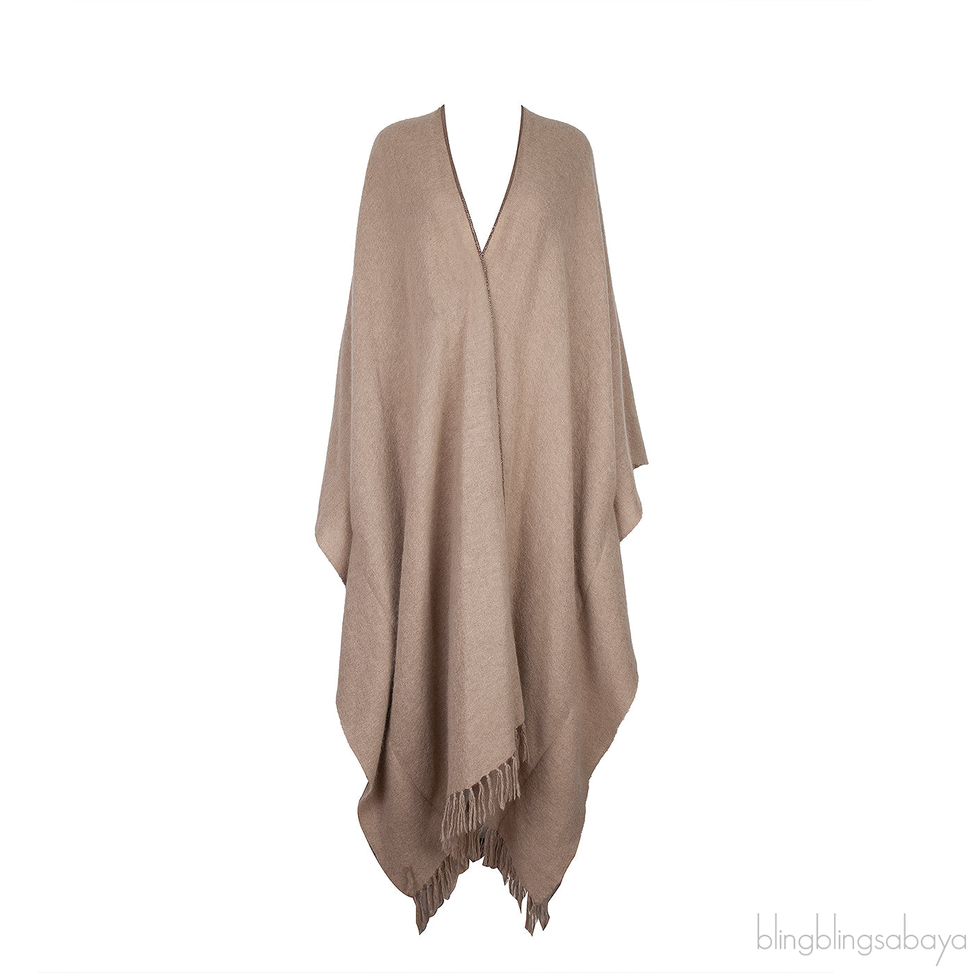 Brown Cashmere Blend Poncho