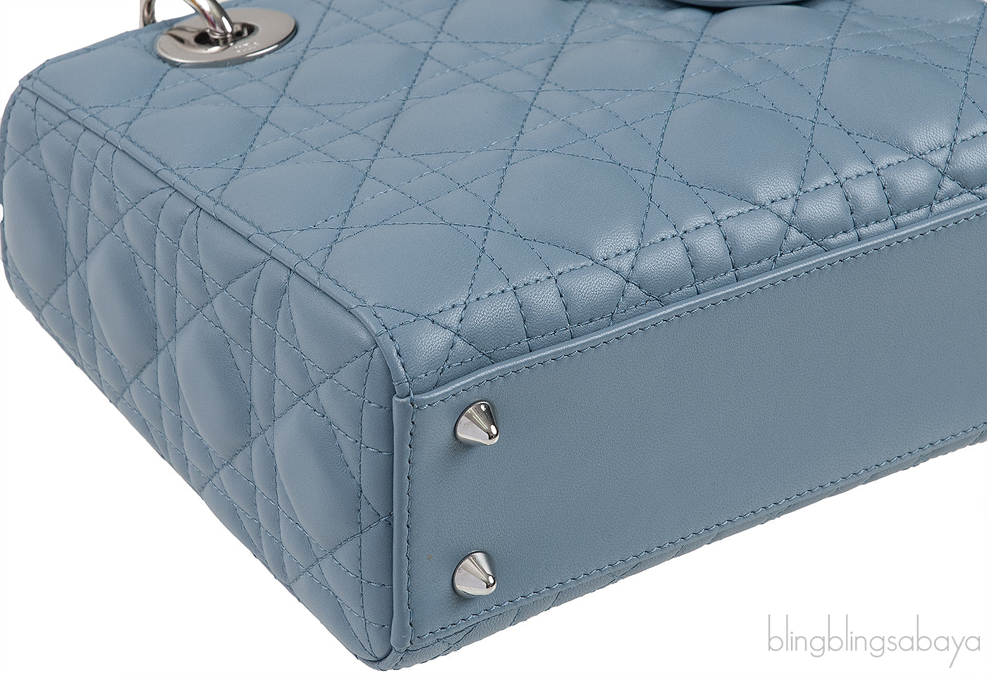 Christian Dior Lady Dior Two Tone Slate Blue And Grey Cannage Shoulder Bag