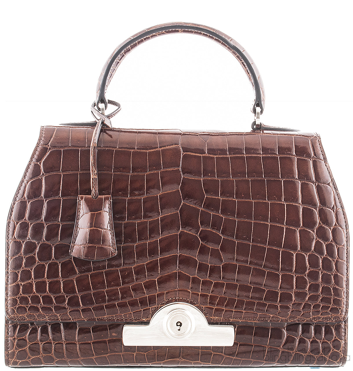 Rejane Brown Patent Crocodile PM*