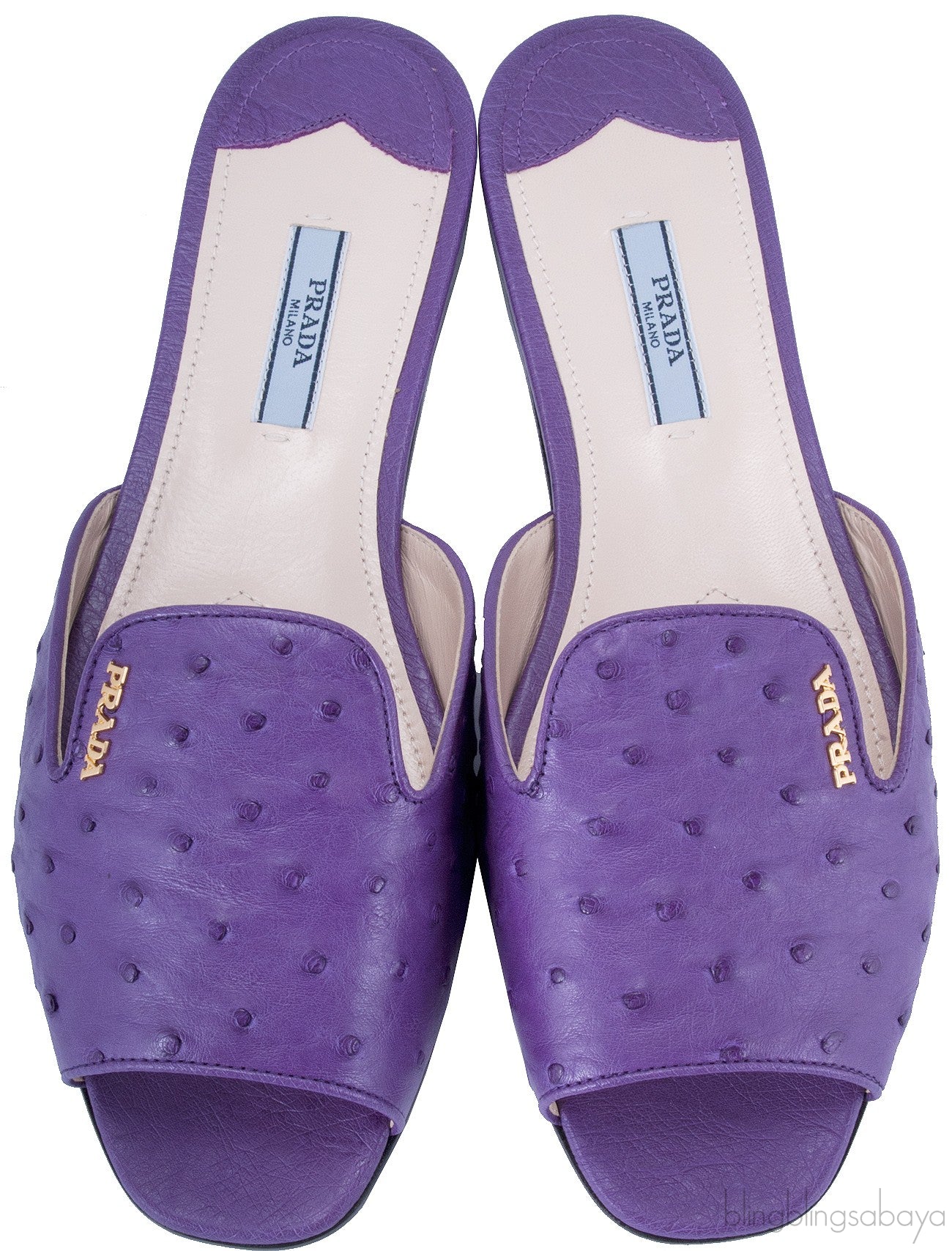 Purple Ostrich Open Toe Slide