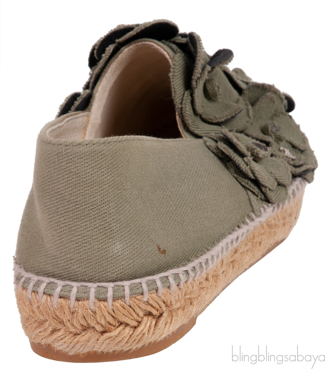 Army Green Camellia Canvas Espadrille