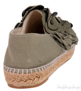 Army Green Camellia Canvas Espadrille