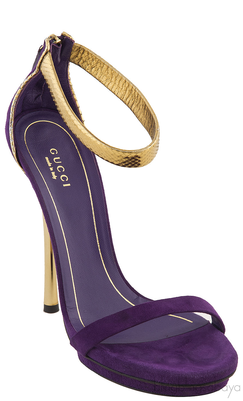 Purple Suede Gold Sandals