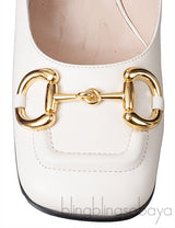 Off-white Horsebit Mid-Heel Pump