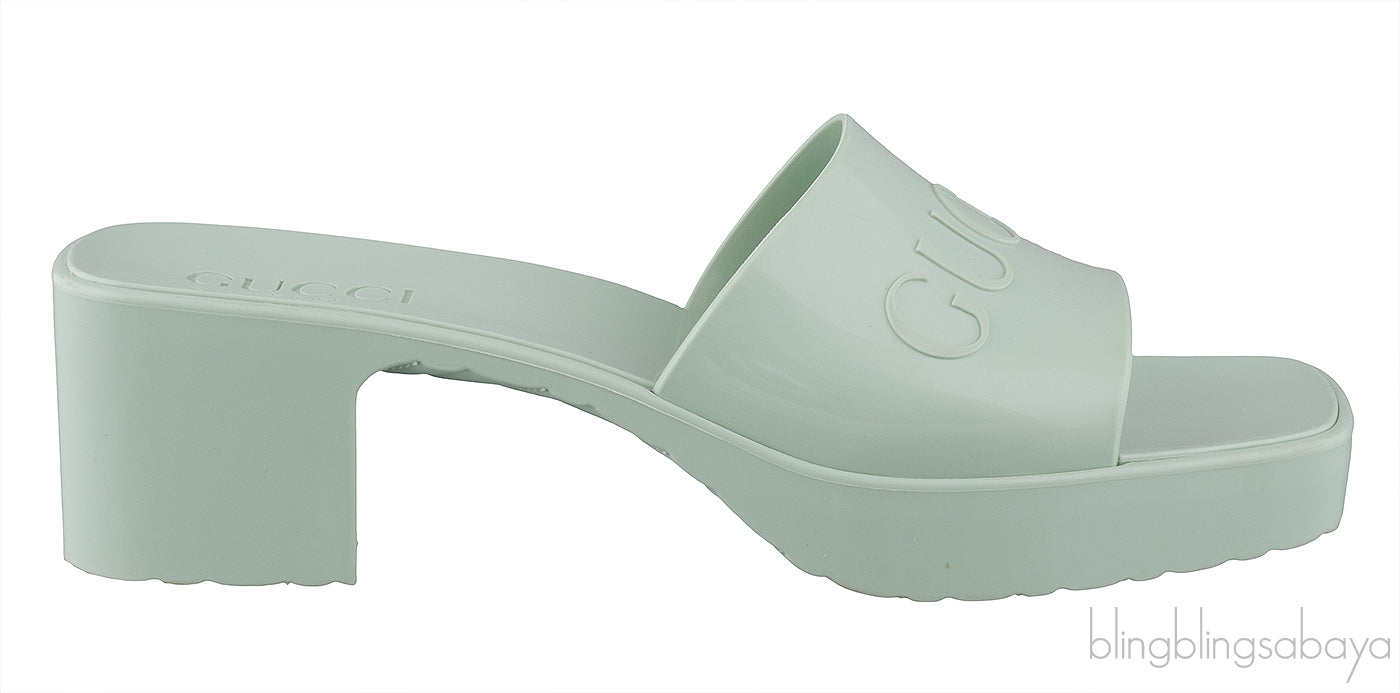 Pastel Green Rubber Slide Sandals