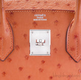 Birkin 30 Orange Ostrich PHW
