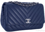 Blue Chevron Quilted Medium Flap Bag