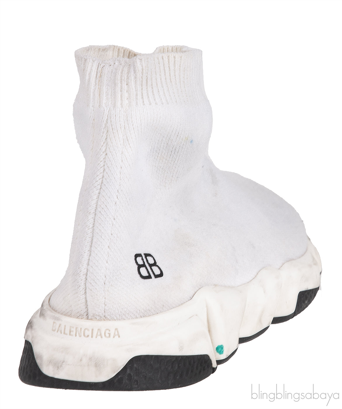 Speed Stretch-knit White High Top Kids Sneakers