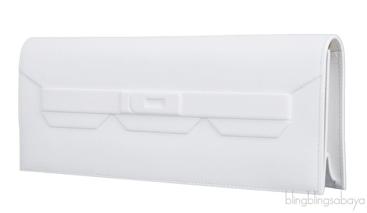 Shadow White Kelly Cut Pochette Swift