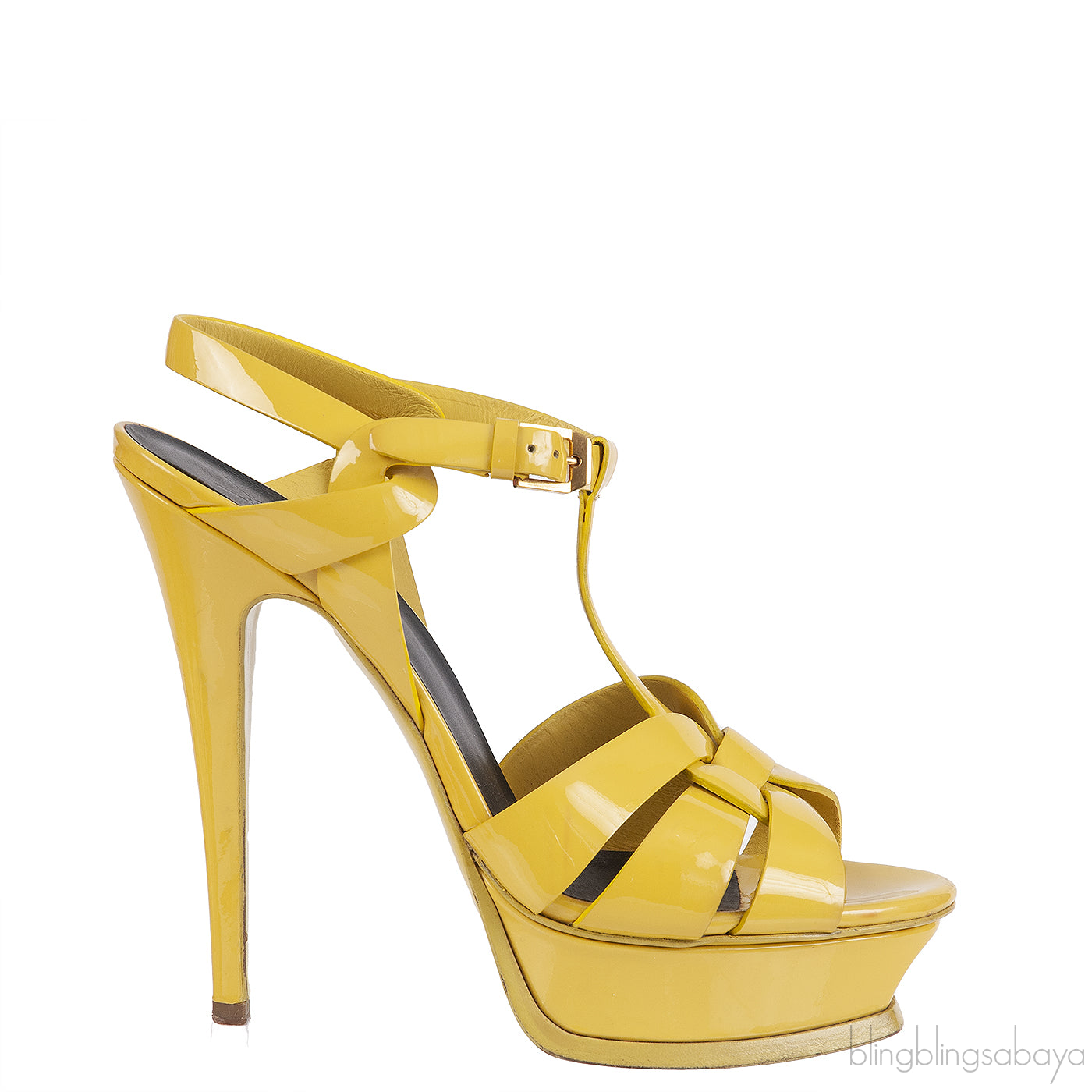 Yves Saint Laurent Patent Yellow Leather Tribute