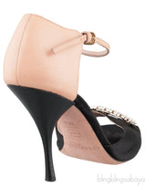 Crystal Peep Toe Slingback Heels