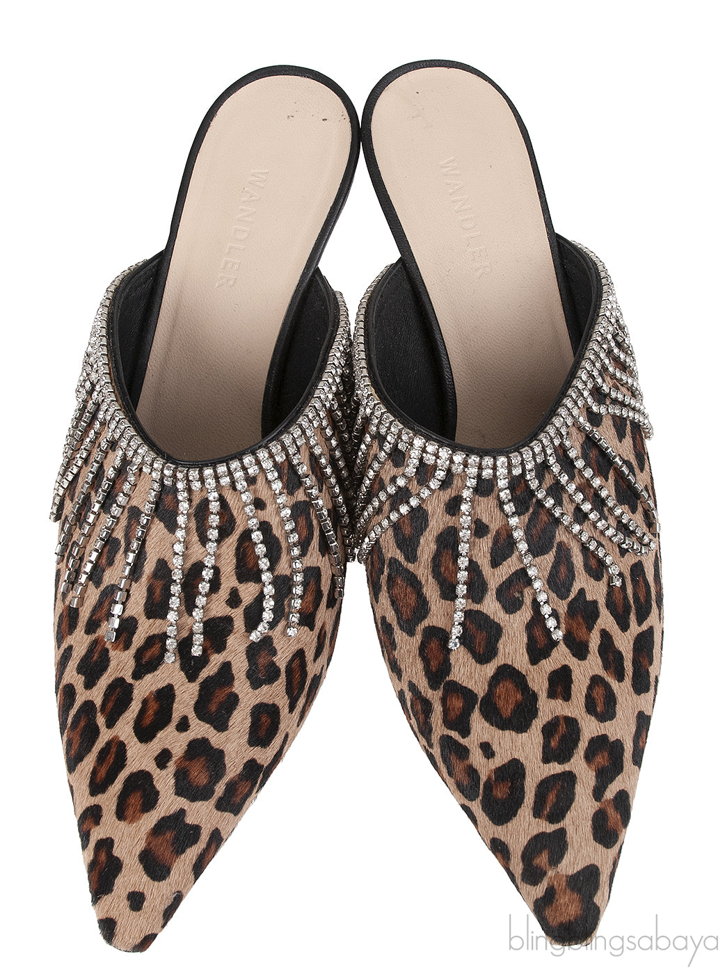 Wandler Bente Crystal-embellished Leopard-print Calf Hair Mules