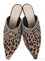 Wandler Bente Crystal-embellished Leopard-print Calf Hair Mules