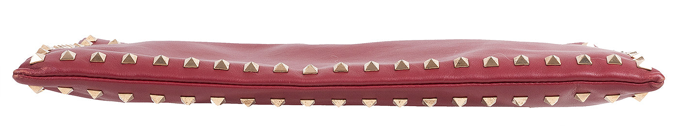Dark Red Rockstud Large Clutch