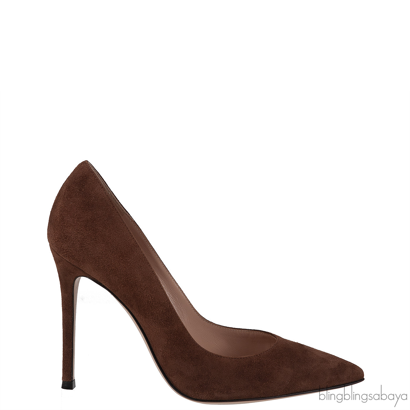 Brown Suede Pointed Toe Heels