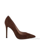 Brown Suede Pointed Toe Heels