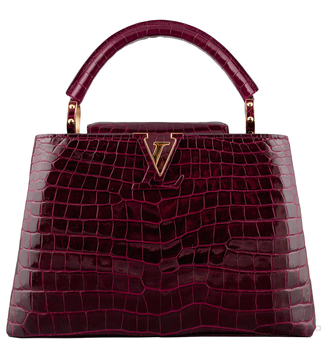 Capucines Crocodile Burgundy BB