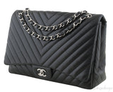 Black Chevron Maxi Flap Bag