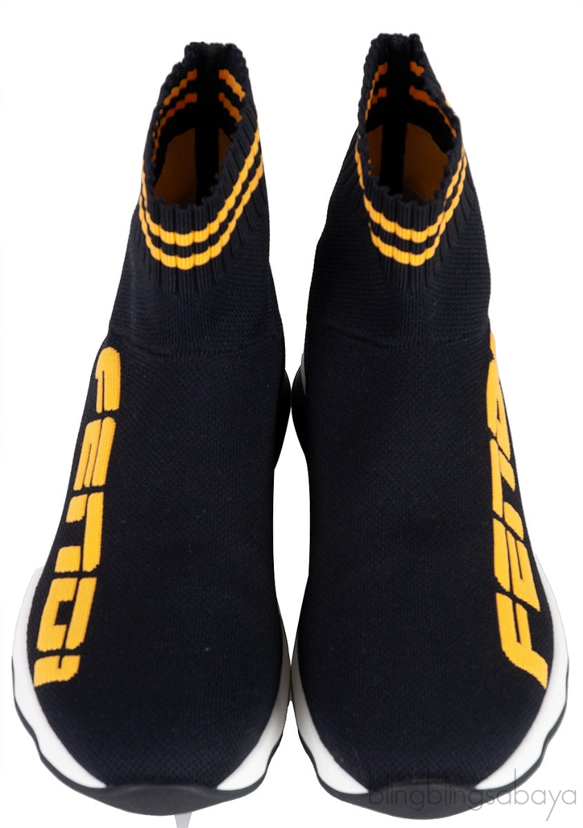 Black Knit Sock Logo Sneaker