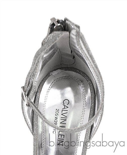 Glittery Silver Crystal Sandals