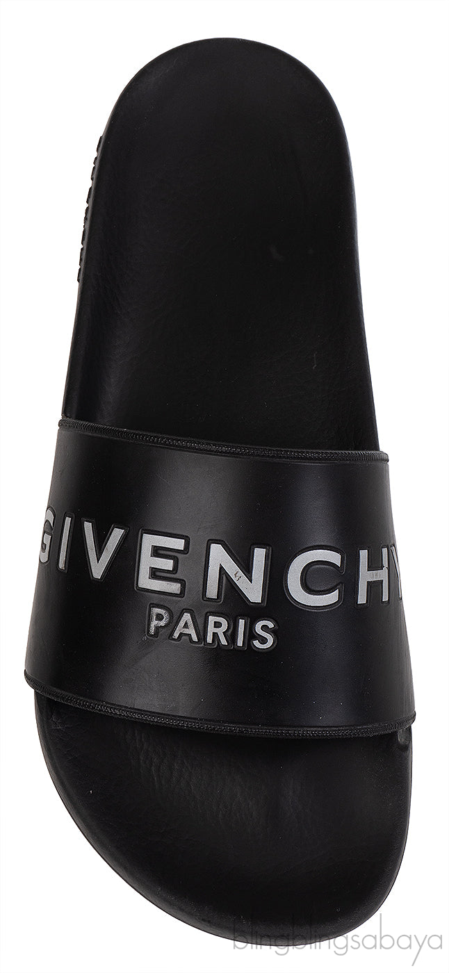 Givenchy Black Logo Print Pool Rubber Slides