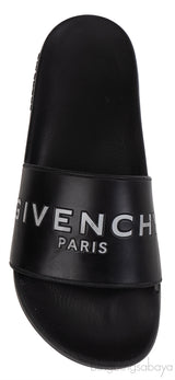 Givenchy Black Logo Print Pool Rubber Slides