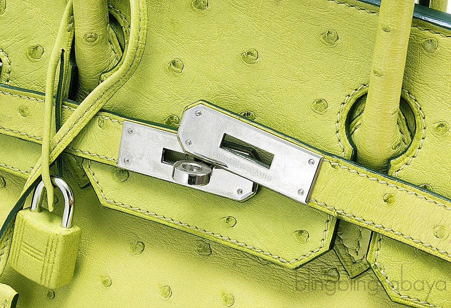 Birkin 30 Ostrich Vert Anis