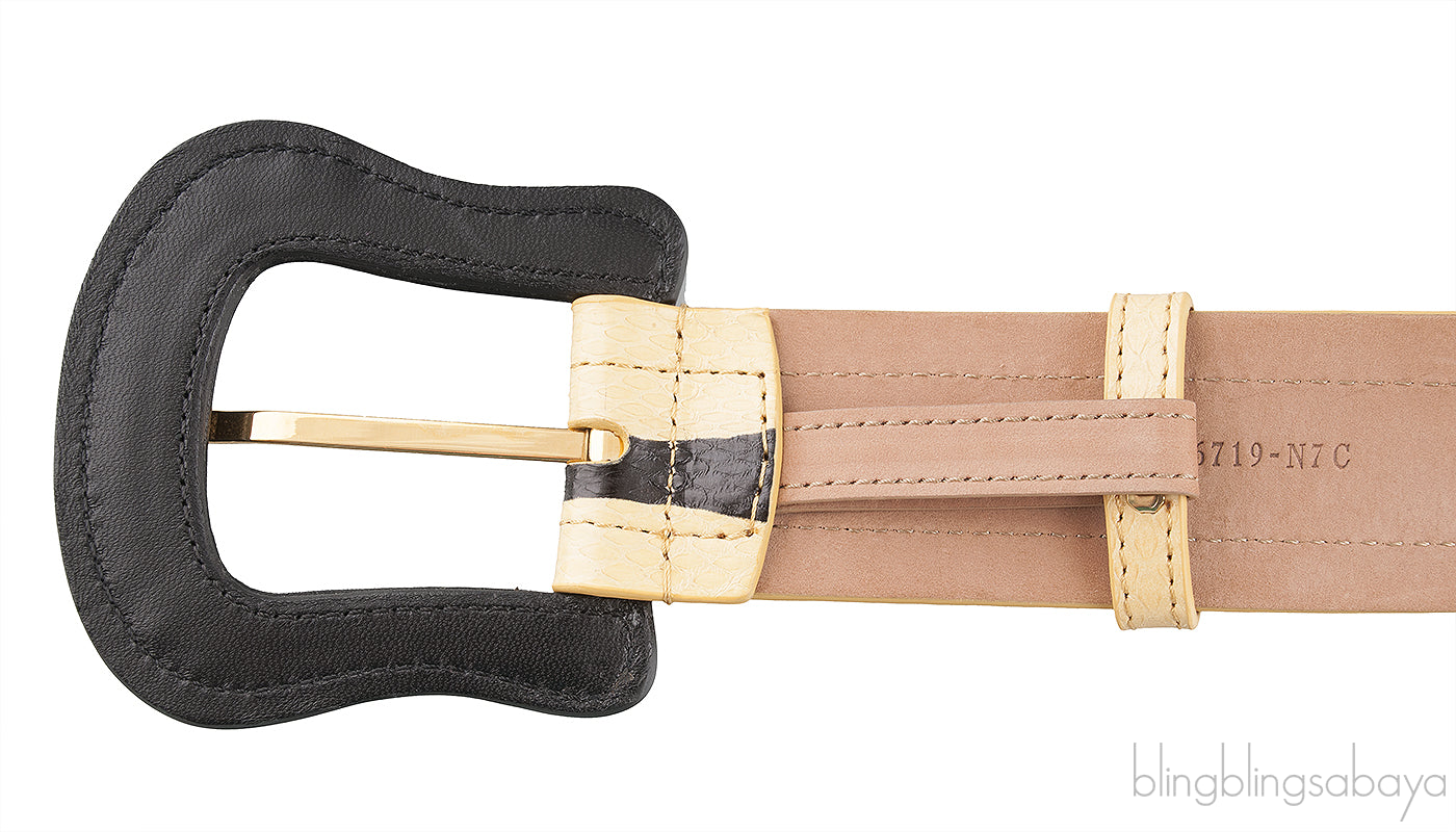 Yellow & Black Python Print Belt