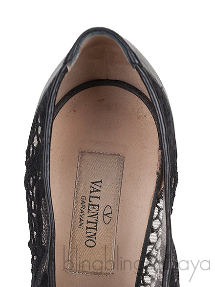 Black Mesh Pointed Toe Heels
