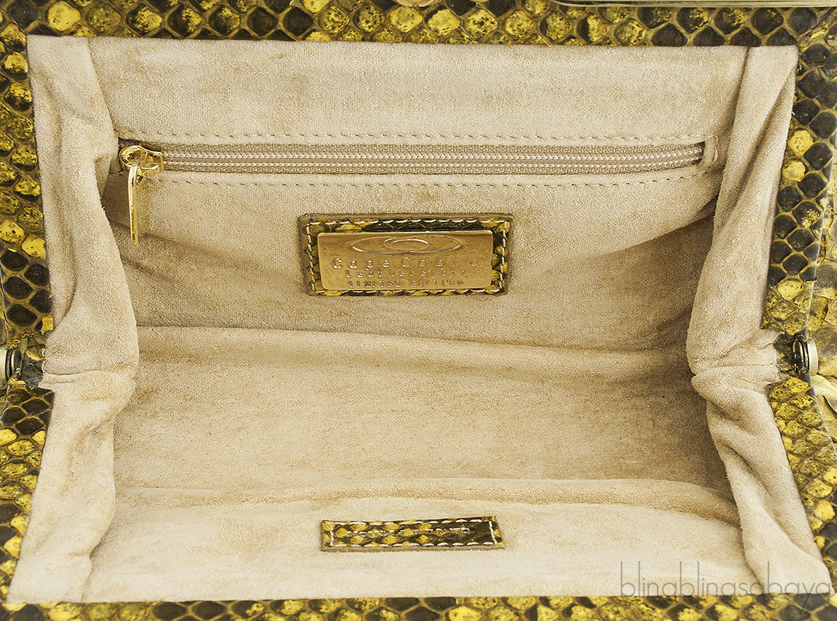 Yellow Python Clutch Bag