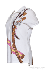 Ralph Lauren White Printed Skinny Polo Shirt