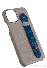 Iphone 12 Pro Grey and Blue Crocodile Phone Case