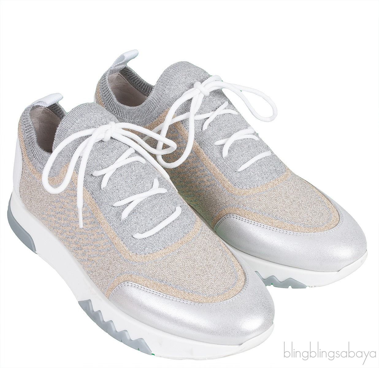 Hermes Metallic Silver/Gold Addict Sneakers