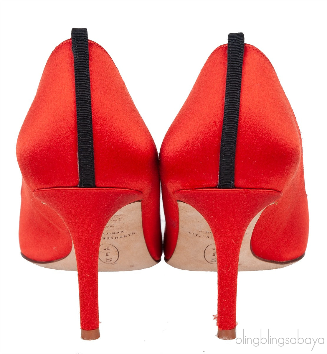 Sarah Jessica Parker Red Satin Crystal Embellished Heels