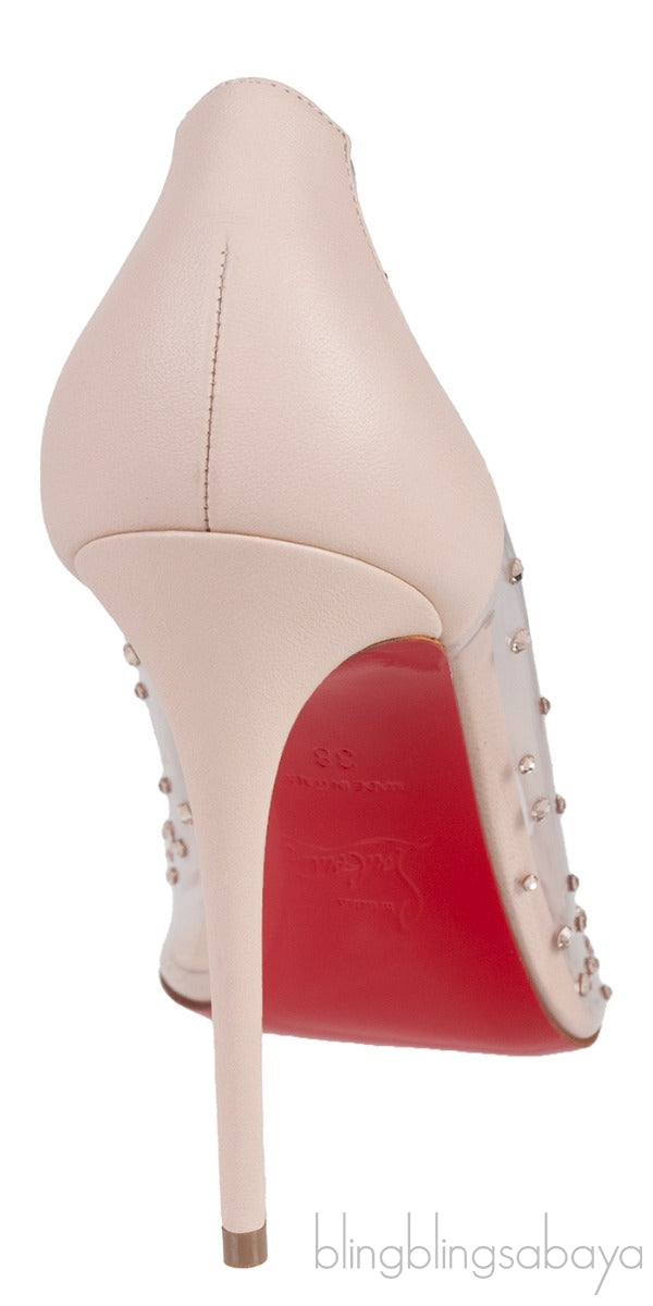 Beige PVC Crystal Heels