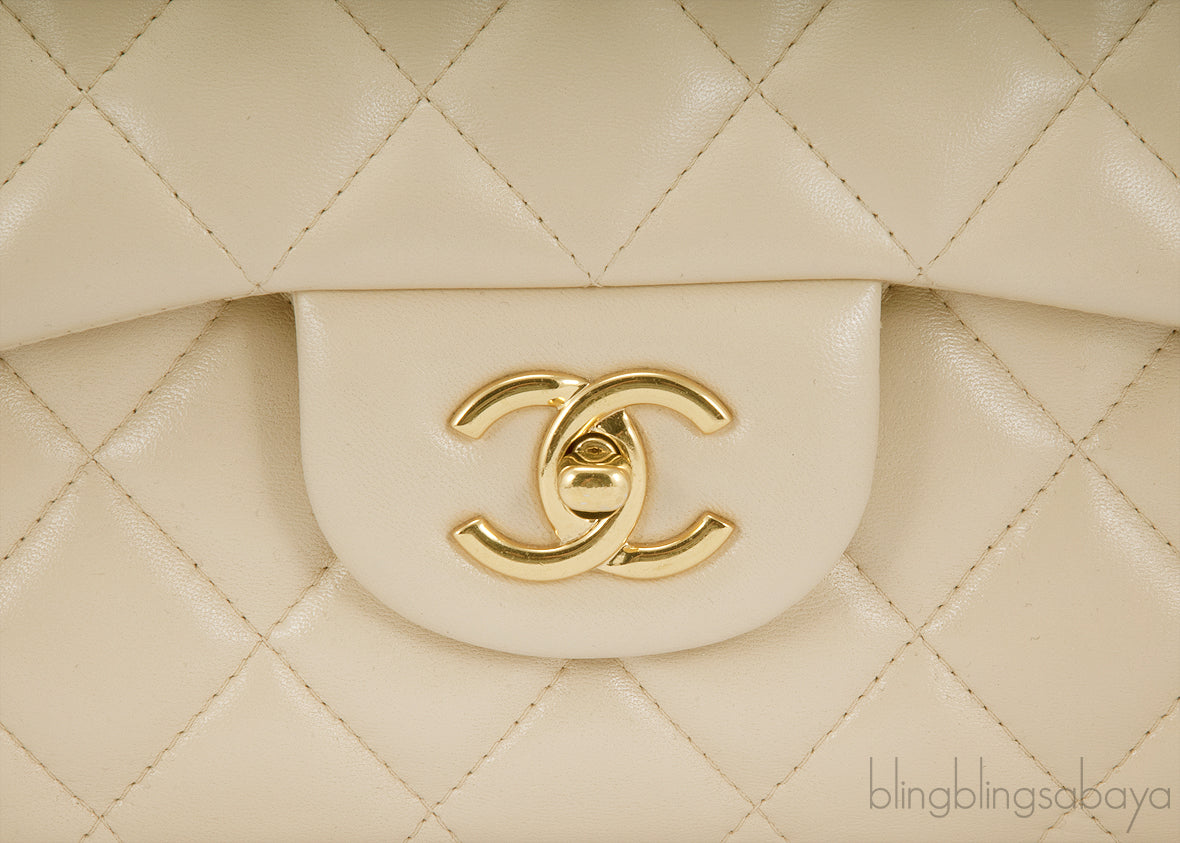 Beige CC Jumbo Flap Bag