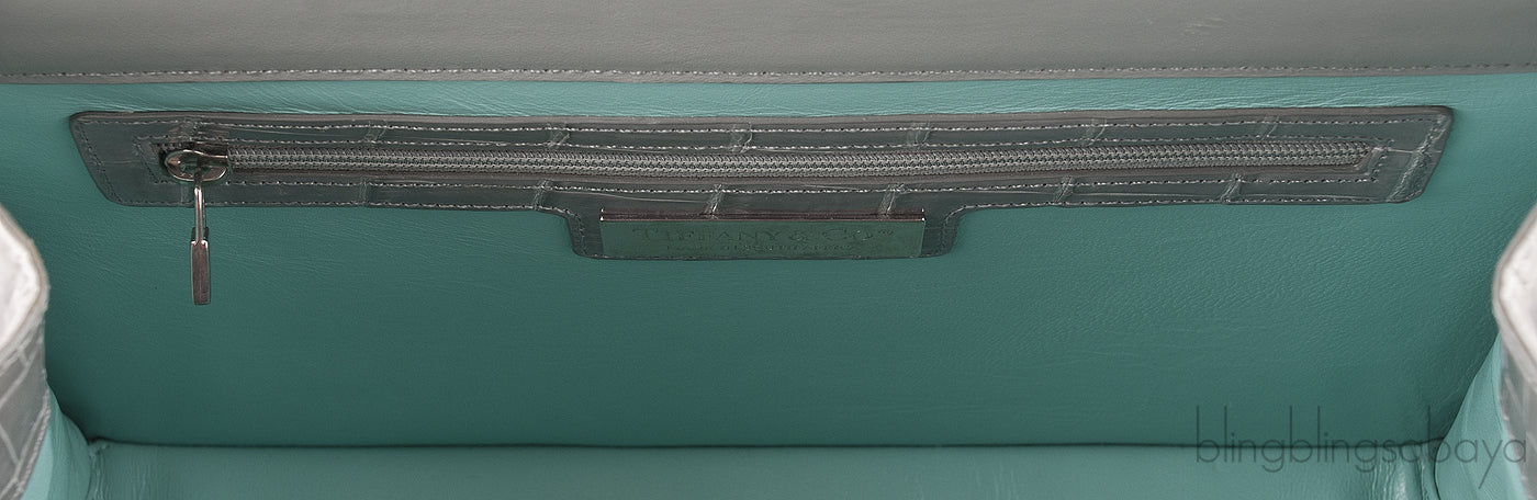 Grey Cornelia Lunch Box Crocodile Bag