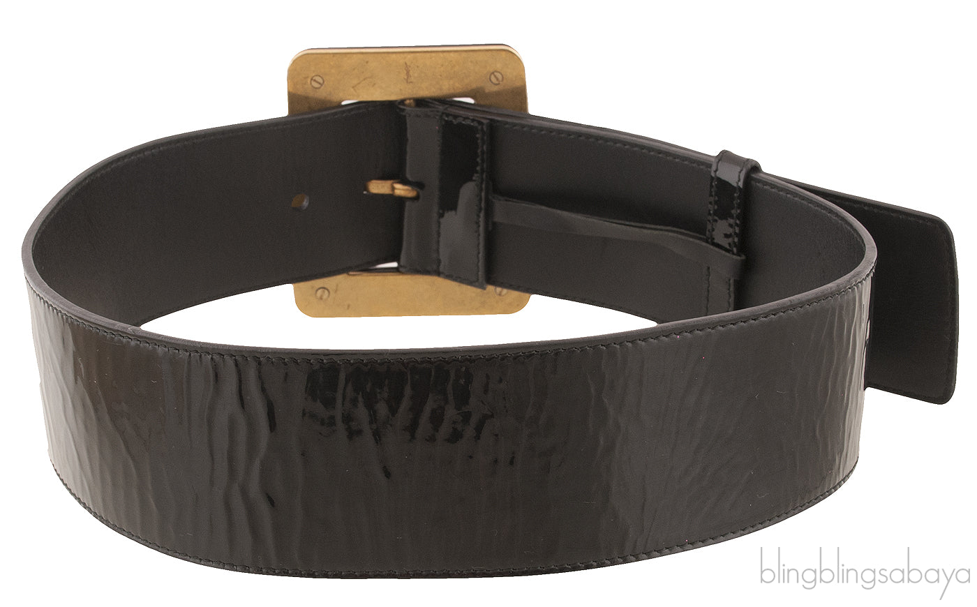 Black Patent Wide Buckle Belt