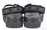 Gucci Black Crystal Embellished Monogram Pattern Sandals