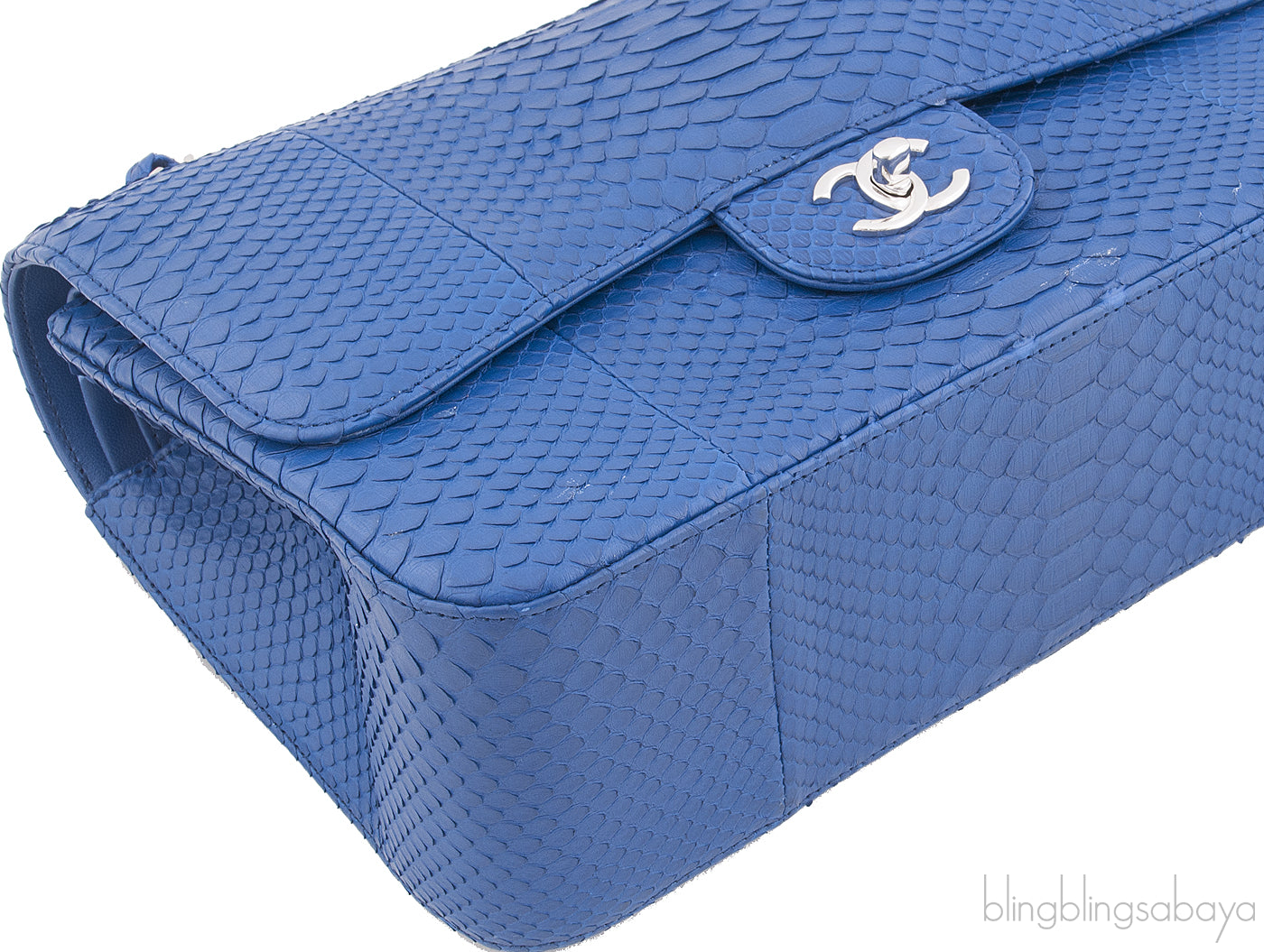 Chanel Classic Blue Python Jumbo Flap Bag