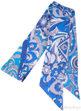 Blue Floral Printed Twilly