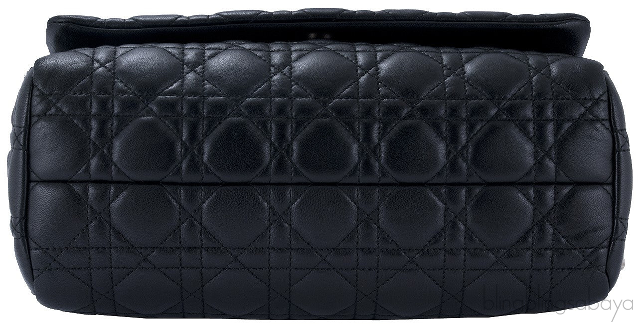 Black Leather Cannage Shoulder Bag