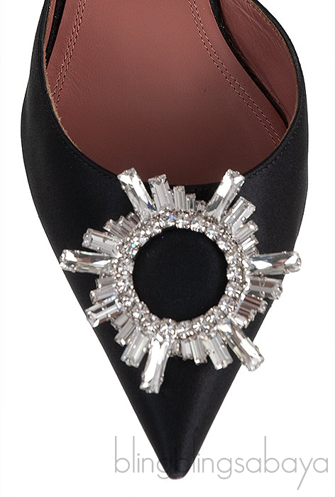 Black Begum Crystal-embellished Satin Slingback Pump