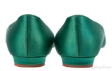 Manolo Blahnik Emerald Green Satin Hangisi Flat Shoes
