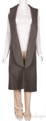 Grey Sleeveless Combi Cardigan
