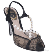 Mesh & Pearl Slingback Sandals*