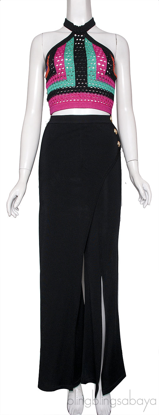 Flared Pants & Multicolor Crop Top